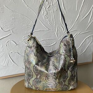 Brahmin Iridescent Moonstone Snakeskin Shoulder Bag